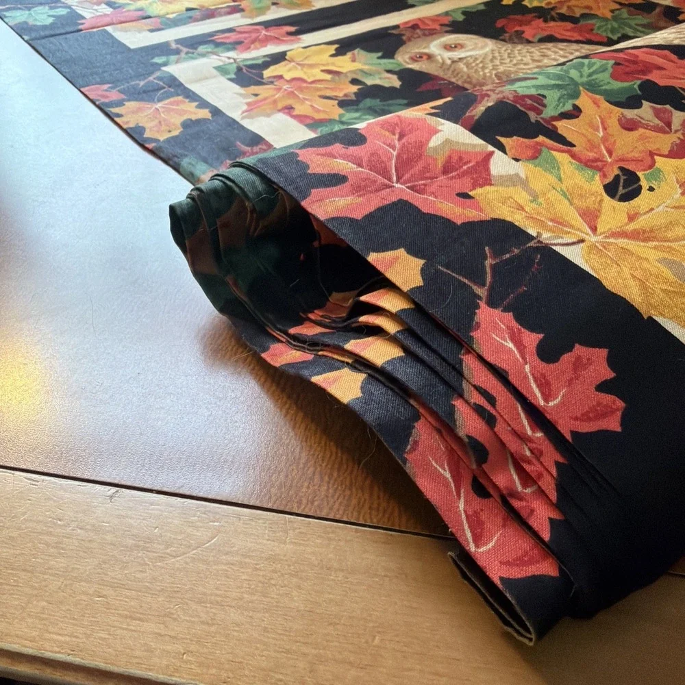 7 Yards Vintage Wamsutta Owl & Autumn Leaves, 28 Panels 46